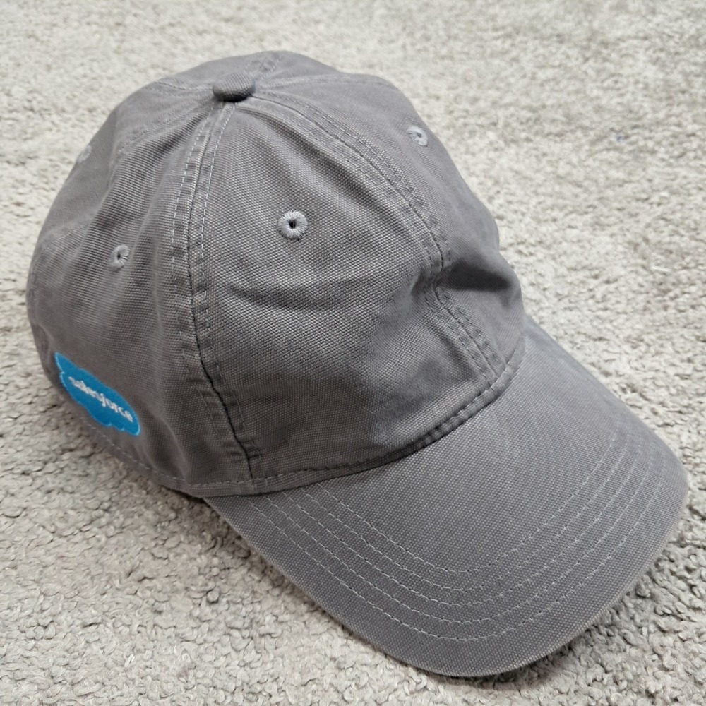 Carhartt Salesforce Logo Grey Canvas Adjustable Baseball Cap Hat Duck Cotton H26